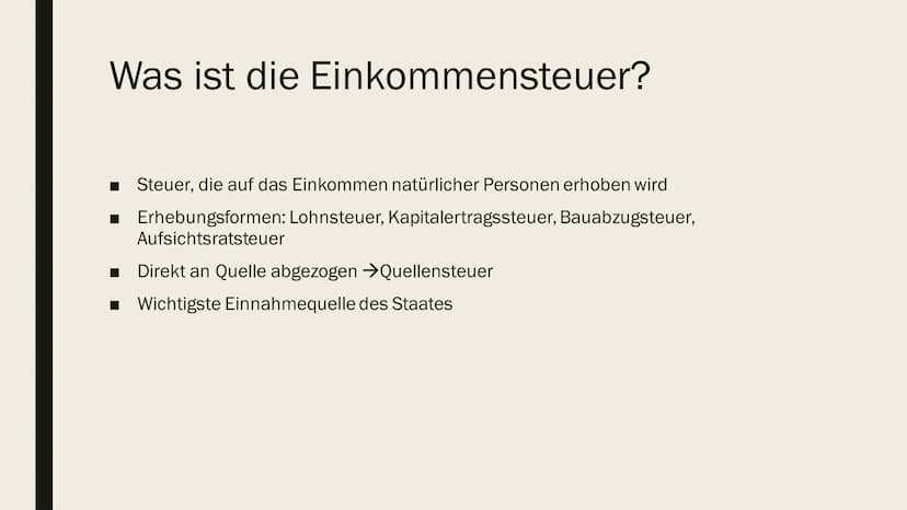 EINKOMMENSTEUER
Und Einkommensteuererklärung Gliederung
Was ist die Einkommensteuer?
Wer zahlt wie viel Steuern?
■ Freibetrag
Einkommensteue