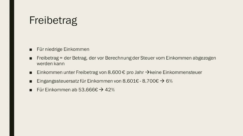EINKOMMENSTEUER
Und Einkommensteuererklärung Gliederung
Was ist die Einkommensteuer?
Wer zahlt wie viel Steuern?
■ Freibetrag
Einkommensteue