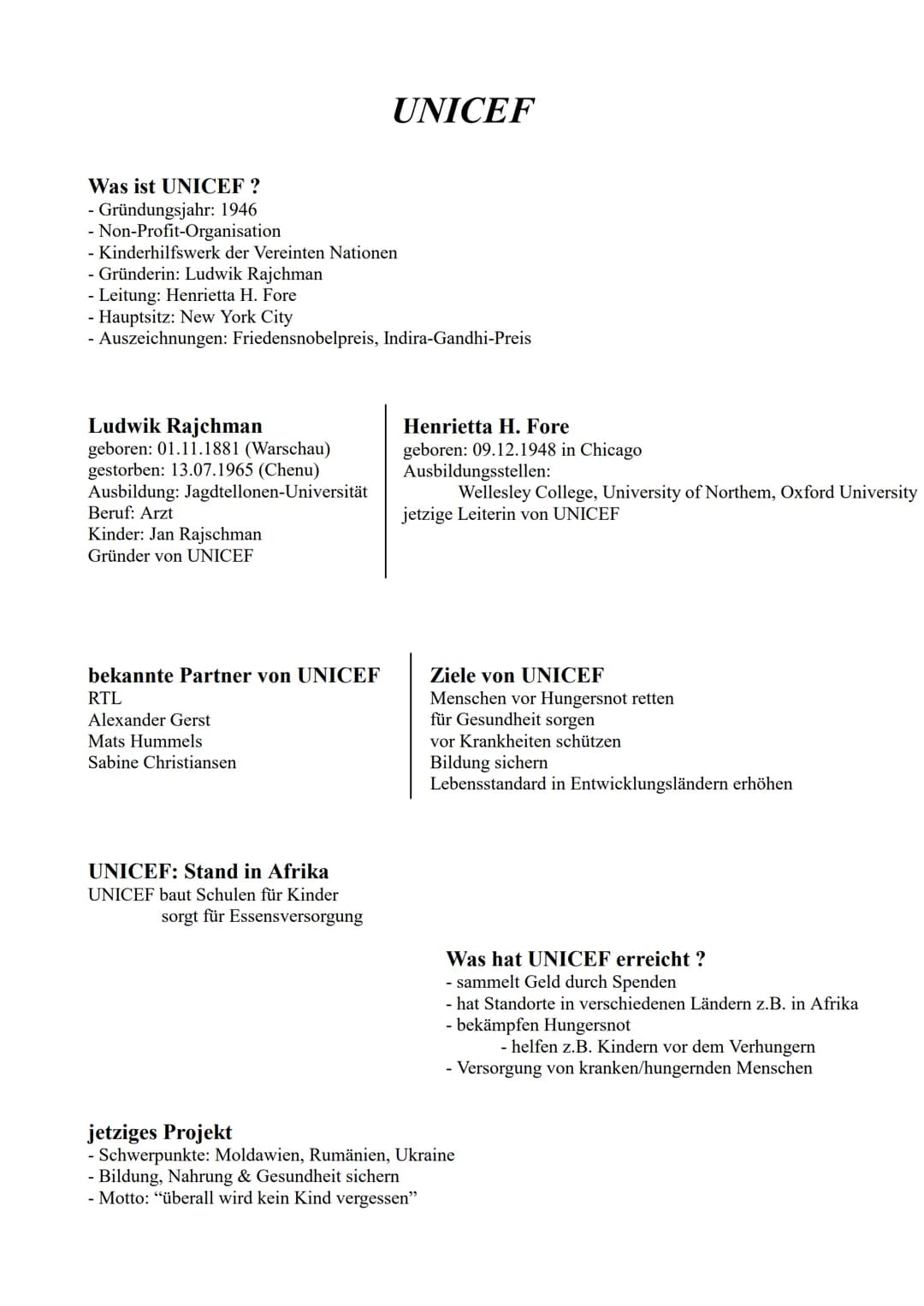 Was ist UNICEF ?
- Gründungsjahr: 1946
- Non-Profit-Organisation
- Kinderhilfswerk der Vereinten Nationen
- Gründerin: Ludwik Rajchman
- Lei