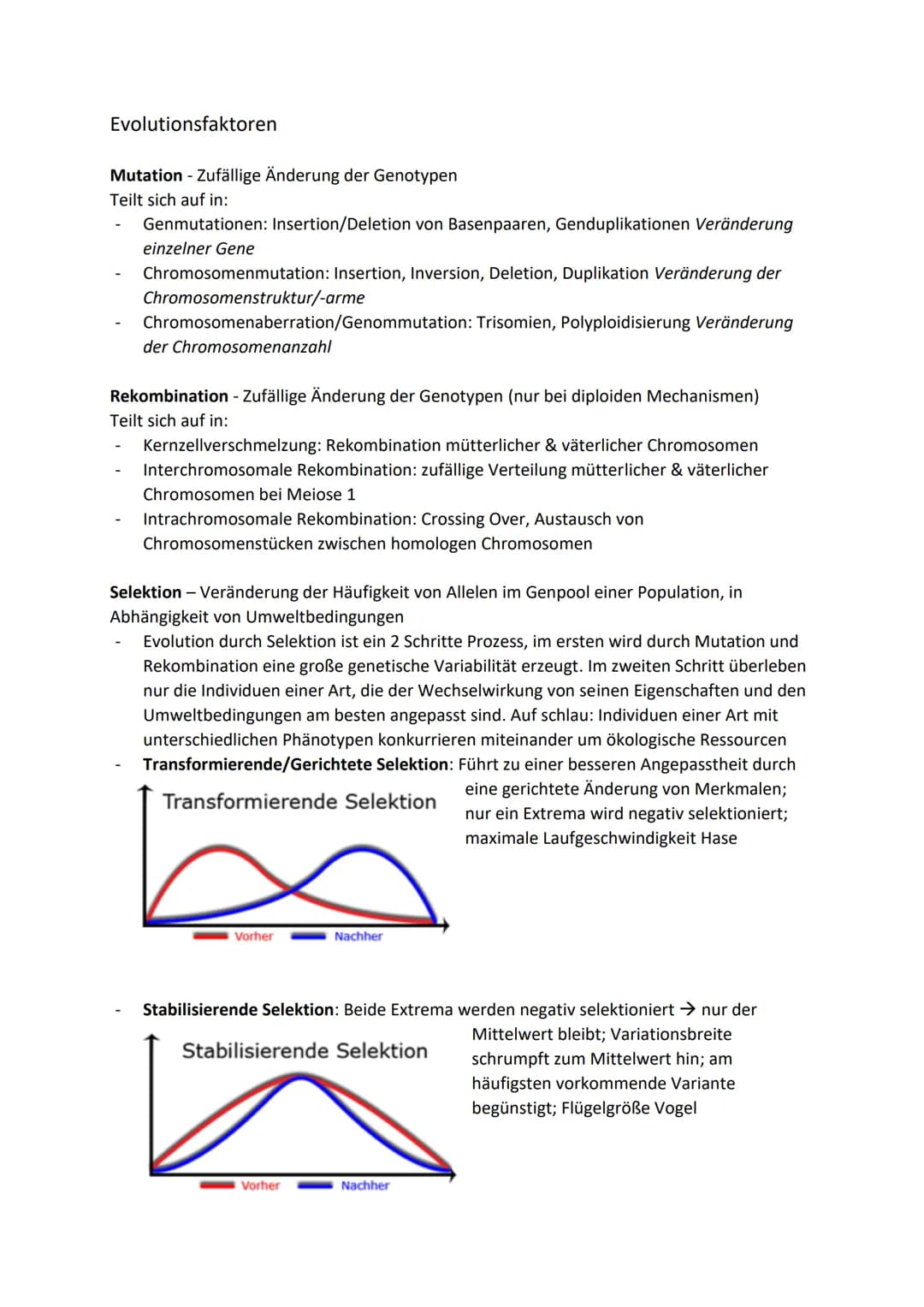 Biologie Klausur - Evolutionsfaktoren-/Mechanismen
●
●
● Divergenz: Prozess des Herausentwickelns aus einem gemeinsamen Ursprung heraus
Die 