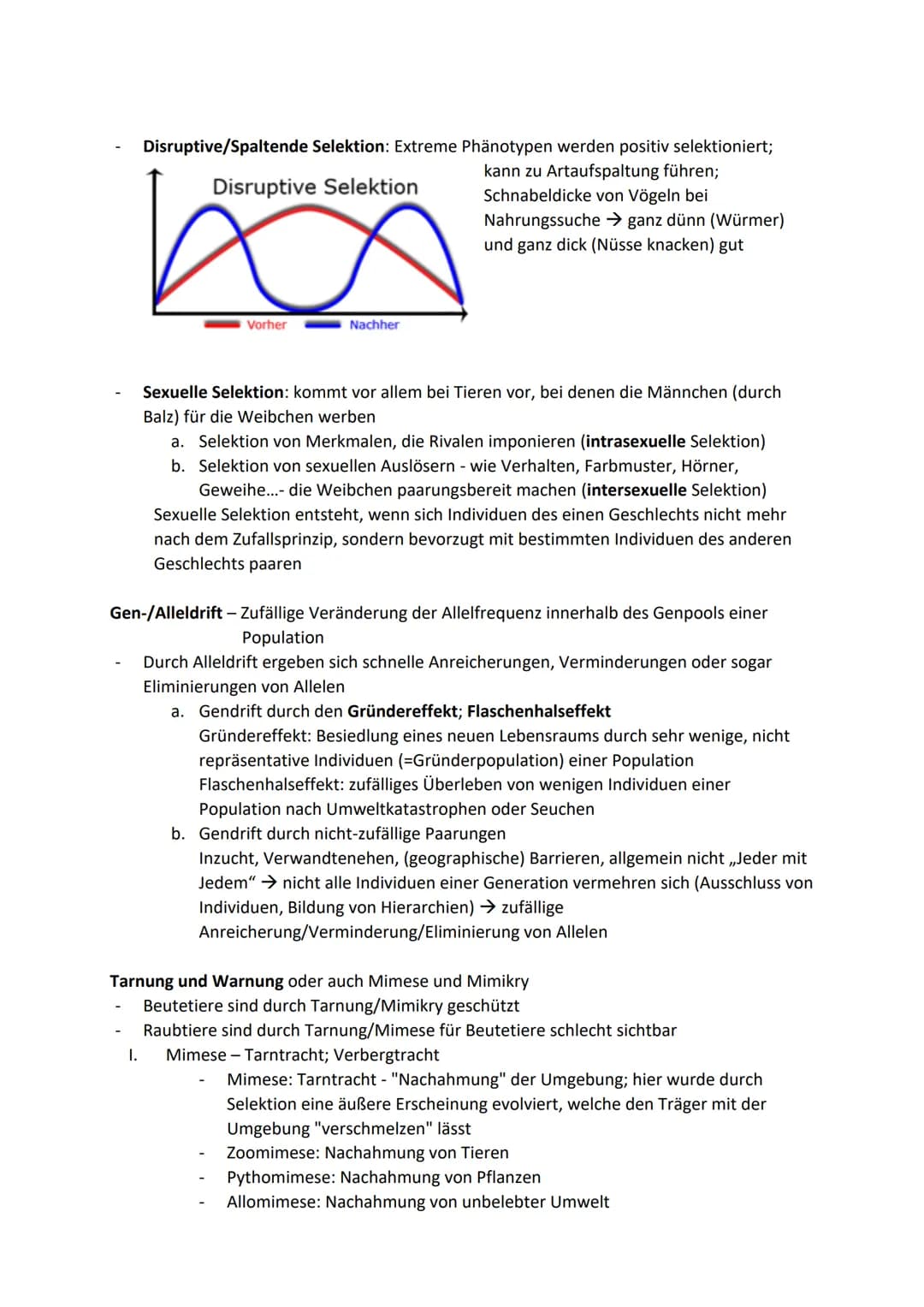 Biologie Klausur - Evolutionsfaktoren-/Mechanismen
●
●
● Divergenz: Prozess des Herausentwickelns aus einem gemeinsamen Ursprung heraus
Die 