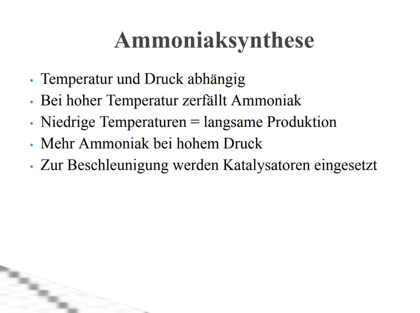 Ammoniak
+
8-
+ Erklärung Ammoniak
Arbeitsblatt
Inhaltsangabe:
Verwendung/Vorkommen von Ammoniak
Haber-Bosch-Ammoniaksynthese
Fritz Haber
Ca