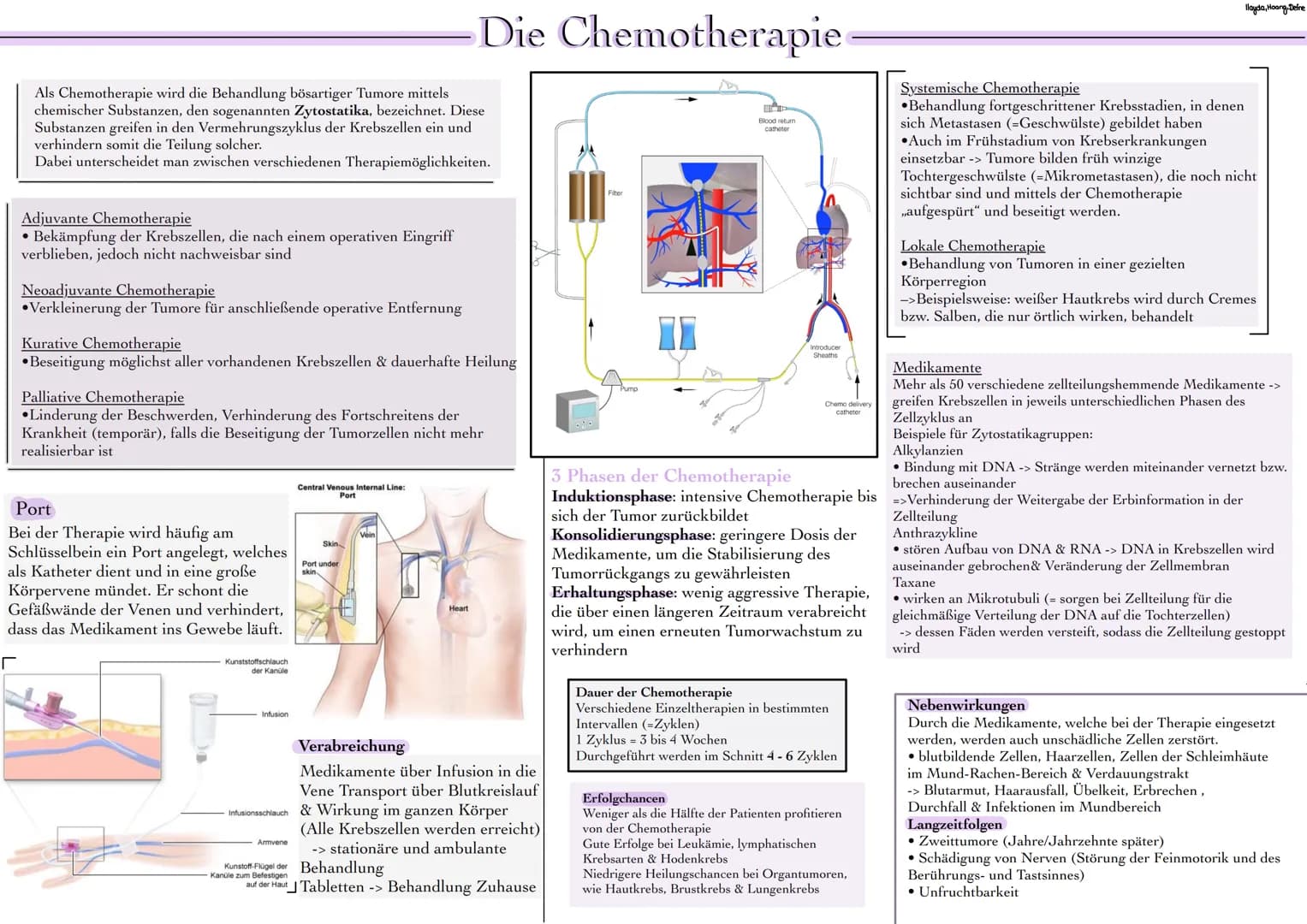 Als Chemotherapie wird die Behandlung bösartiger Tumore mittels
chemischer Substanzen, den sogenannten Zytostatika, bezeichnet. Diese
Substa