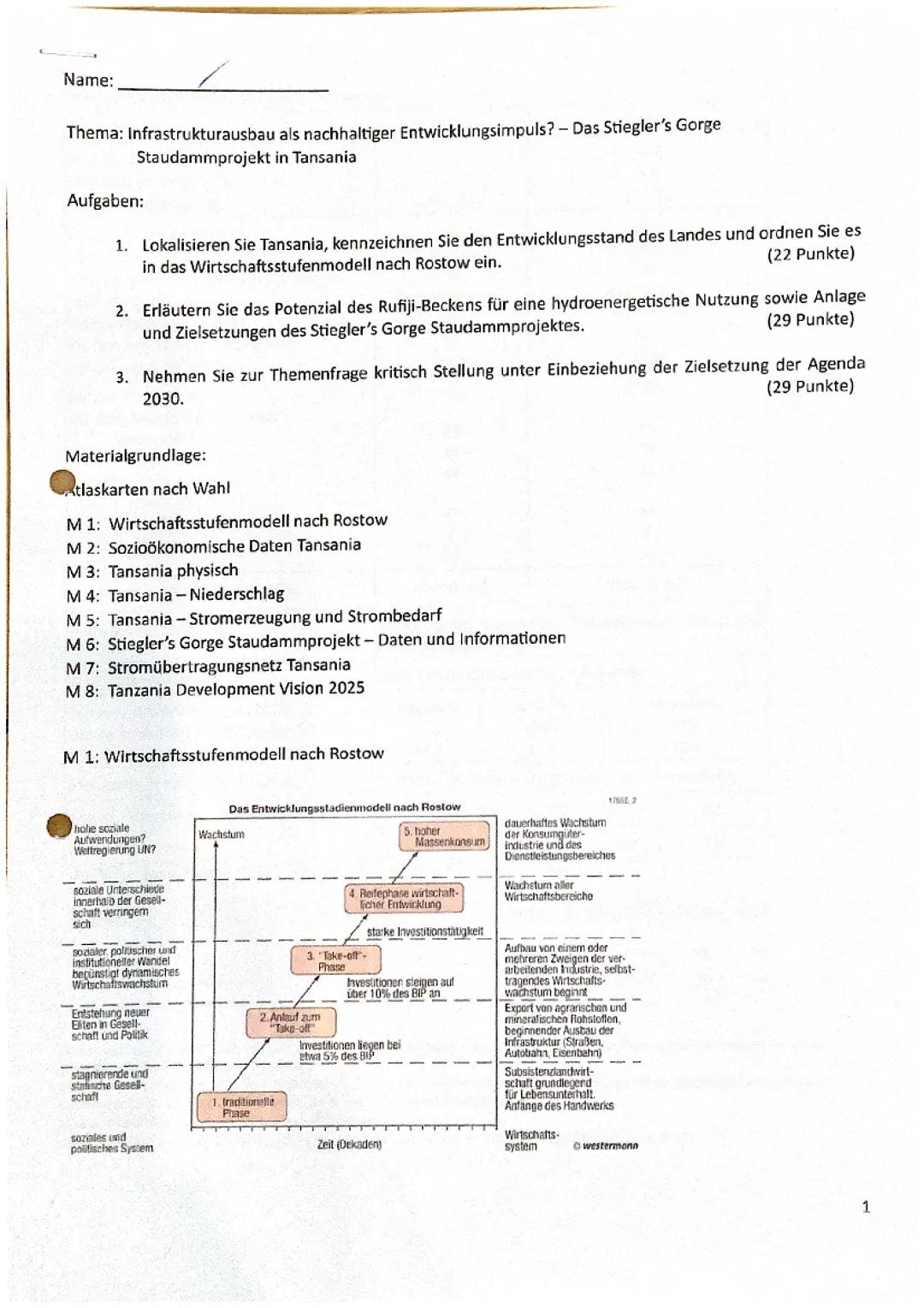 Erdkunde Klausur globale Disparitäten 