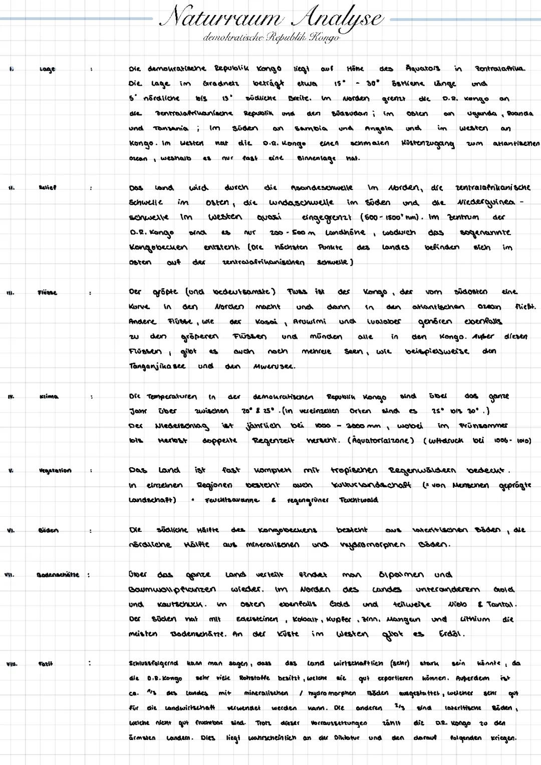 Naturraumanalyse demokratische Republik Kongo