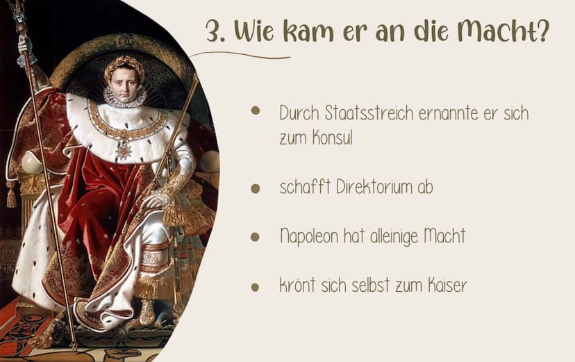 NAPOLEON
BONAPARTE
von Michelle und Elisa SPITA
GLIEDERUNG
1. Kindheit und Jugend
2. Napoleons Laufbahn in der Armee
3. Wie kam er an die Ma