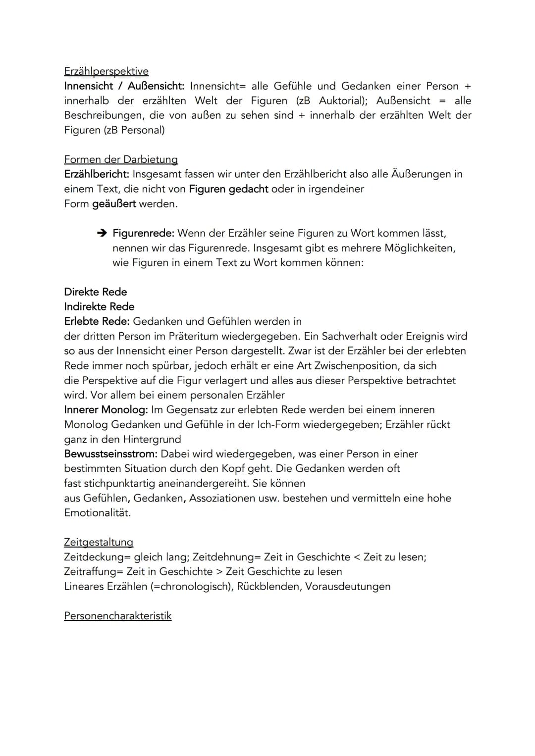 Epik-analyse:
Erzählerische Gestaltung (zitieren!)
Erzählform
Er-/Sie-Form (auktorial, personal, neutral)
Ich-Form (erlebende Ich, erzählend