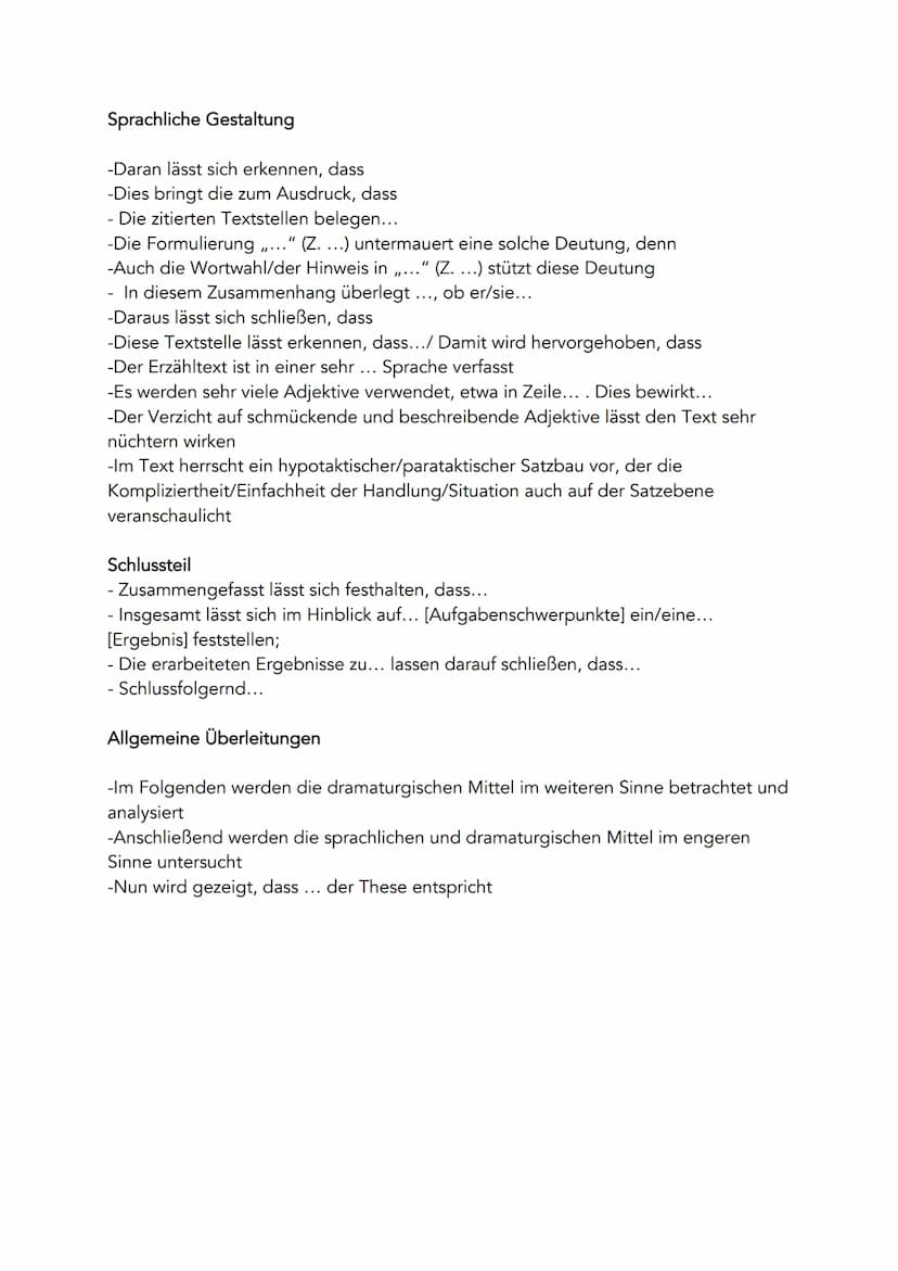 Epik-analyse:
Erzählerische Gestaltung (zitieren!)
Erzählform
Er-/Sie-Form (auktorial, personal, neutral)
Ich-Form (erlebende Ich, erzählend