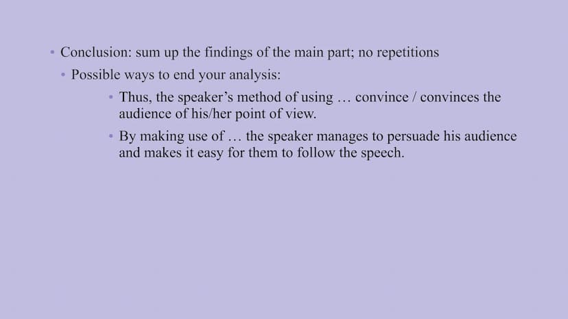 ANALYZING A SPEECH How to analyze a speech:
1. Read the task: What is expected (e.g. stylistic devices/ argumentative techniques/ author's
i