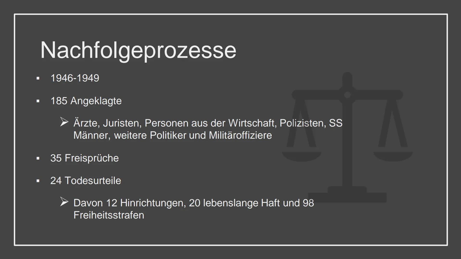 Nürnberger
Prozesse
Ein Prozess der
Entnazifizierung
Geschichte ZK
Von Reanu und Katharina Inhalt
■
Allgemeines
Gründe und Ziele
Angeklagte 