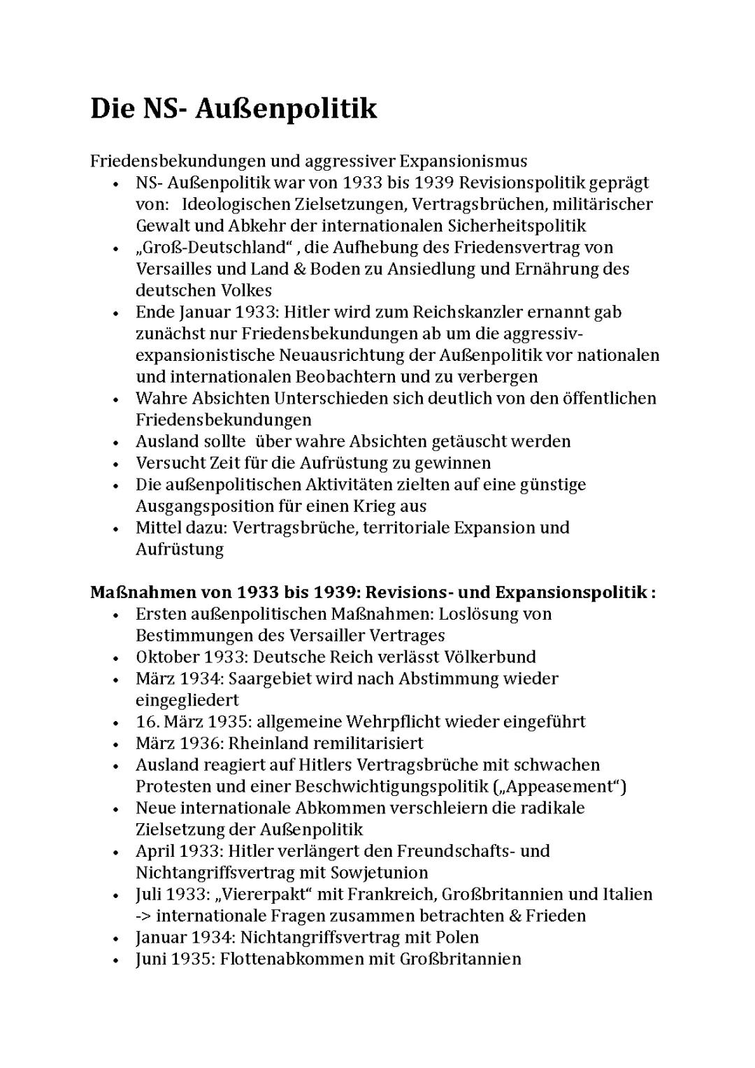 Hitlers Außenpolitik 1933 bis 1939 - Einfach erklärt für dich!