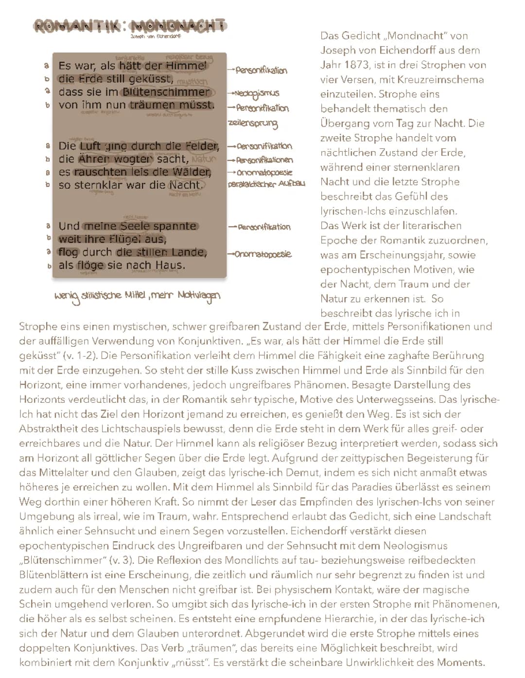 Interpretation „Mondnacht“ - Joseph von Eichendorff