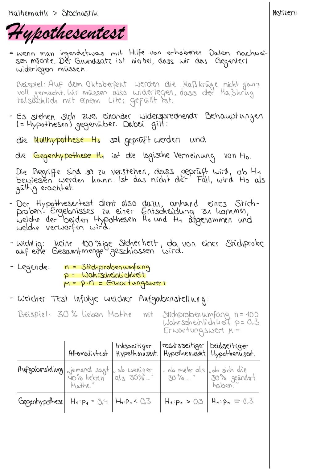 Hypothesentest: Coole Aufgaben mit Lösungen - Entdecke Einseitige & Zweiseitige Tests!