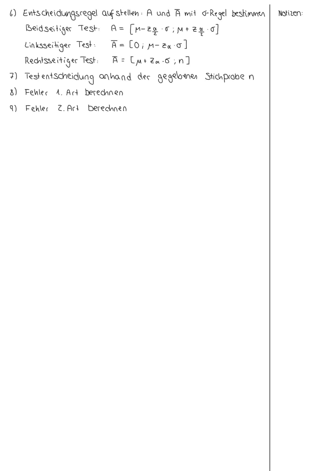 Mathematik > Stochastik
Hypothesentest
= wenn man irgendetwas mit Hilfe von erhobenen Daten nachwei-
sen möchte. Der Grundsatz ist hierbei, 