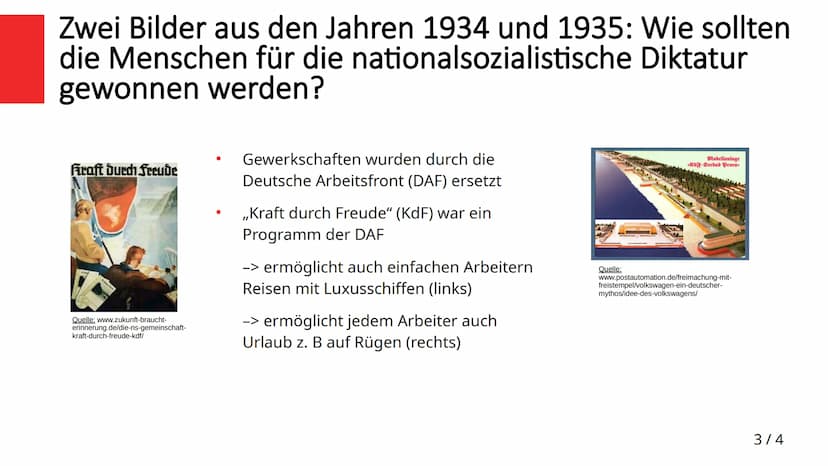,,Volksgemeinschaft - viele
wollten dazugehören"
Wieso erhöhte das Idealbild der ,,Volksgemeinschaft" die Zustimmung
zur Diktatur?
1/4 Defin