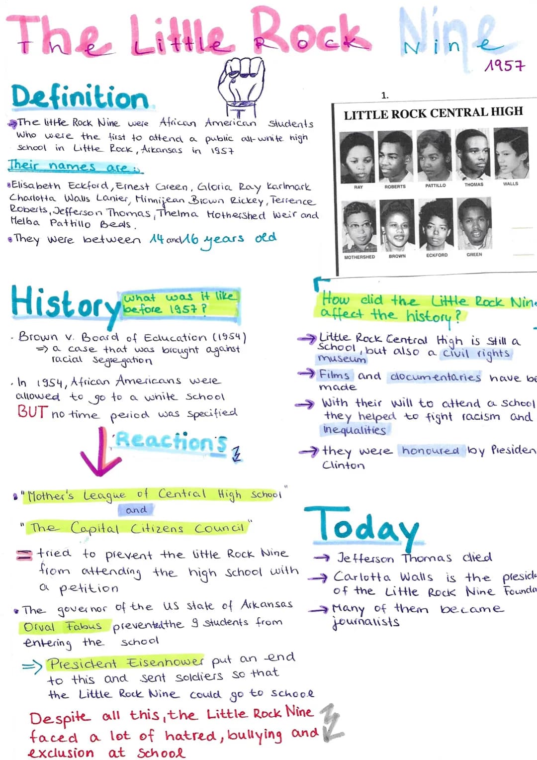 The Little Rock Nine
Definition
The little Rock Nine were African American students
Who were the first to attend a public all-white high
Sch