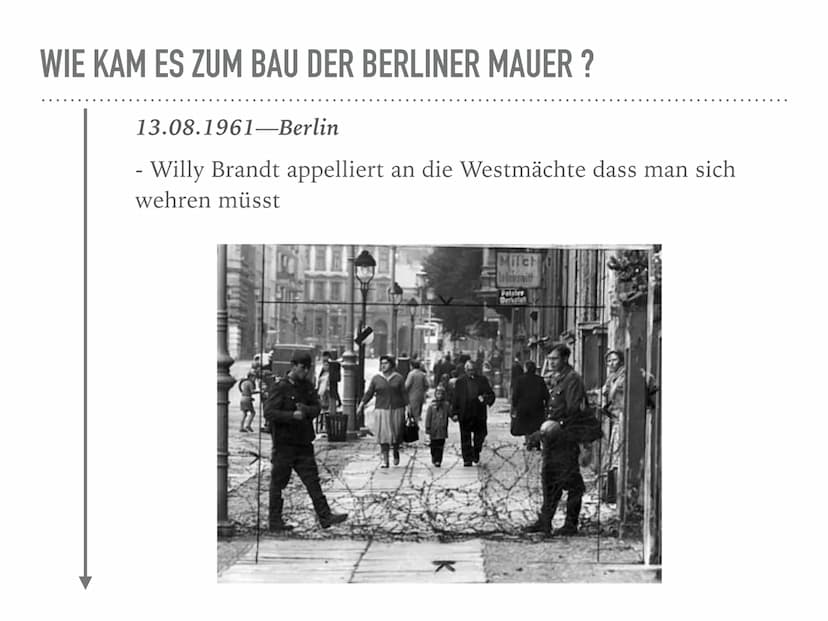 BAU DER BERLINER MAUER
13.08.1961 WIE KAM ES ZUM BAU DER BERLINER MAUER ?
27.11.1958: (Beginn 2. Berlinkriese)
- Nikita Chrustschow fordert 