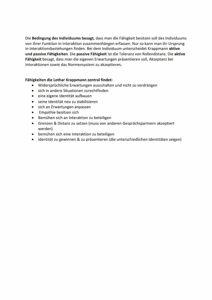 Identitätskonzept nach Lothar Krappmann
Das ,,interaktionistische Modell" von Lothar Krappmann besagt, dass sich das Individuum
über die Spr
