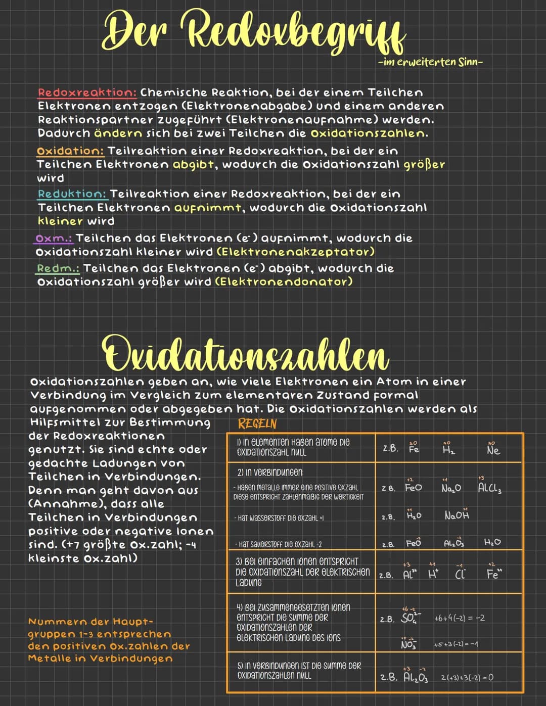 Der Redovbegriff
Redoxreaktion: Chemische Reaktion, bei der einem Teilchen
Elektronen entzogen (Elektronenabgabe) und einem anderen
Reaktion