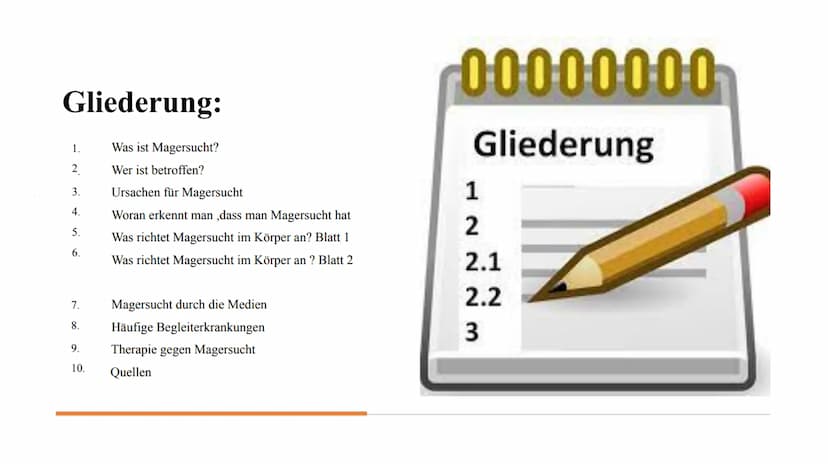 Magersucht
FOOD
delet/Fo Gliederung:
1.
2.
3.
4.
5.
6.
7.
8.
9.
10.
Was ist Magersucht?
Wer ist betroffen?
Ursachen für Magersucht
Woran erk