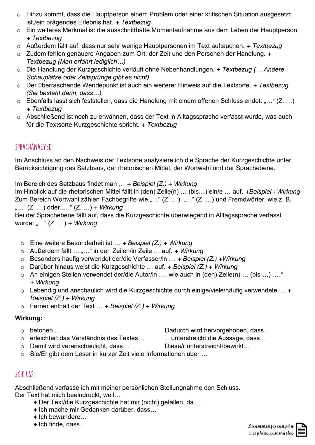 GLIEDERUNG:
A. In der Kurzgeschichte ." von (Autorname) geht es um ...
B. Texterschließung der Kurzgeschichte
1. Inhaltsangabe
1. ...
2....
