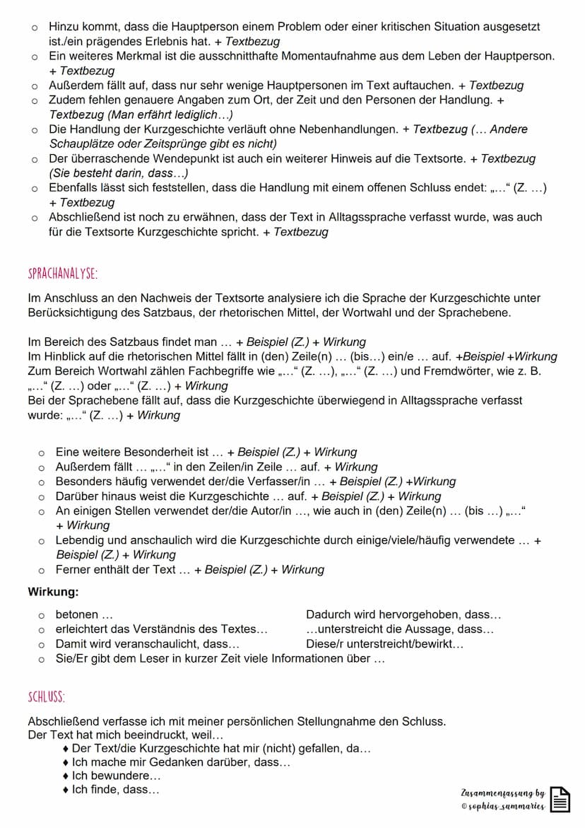 GLIEDERUNG:
A. In der Kurzgeschichte ." von (Autorname) geht es um ...
B. Texterschließung der Kurzgeschichte
1. Inhaltsangabe
1. ...
2....
