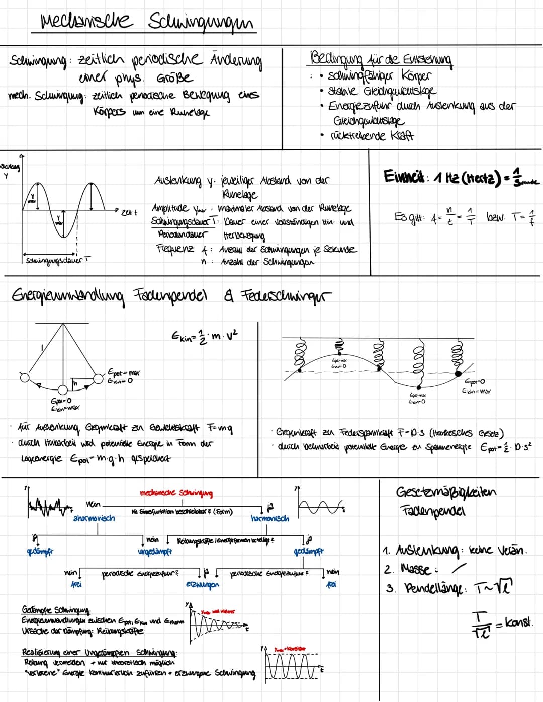 Mechanische Schuwingungen.
Schwingung: zeitlich periodische Anderung
einer phys. Größe
mech. Schwingung zeitlich periodische Bewegung eines
