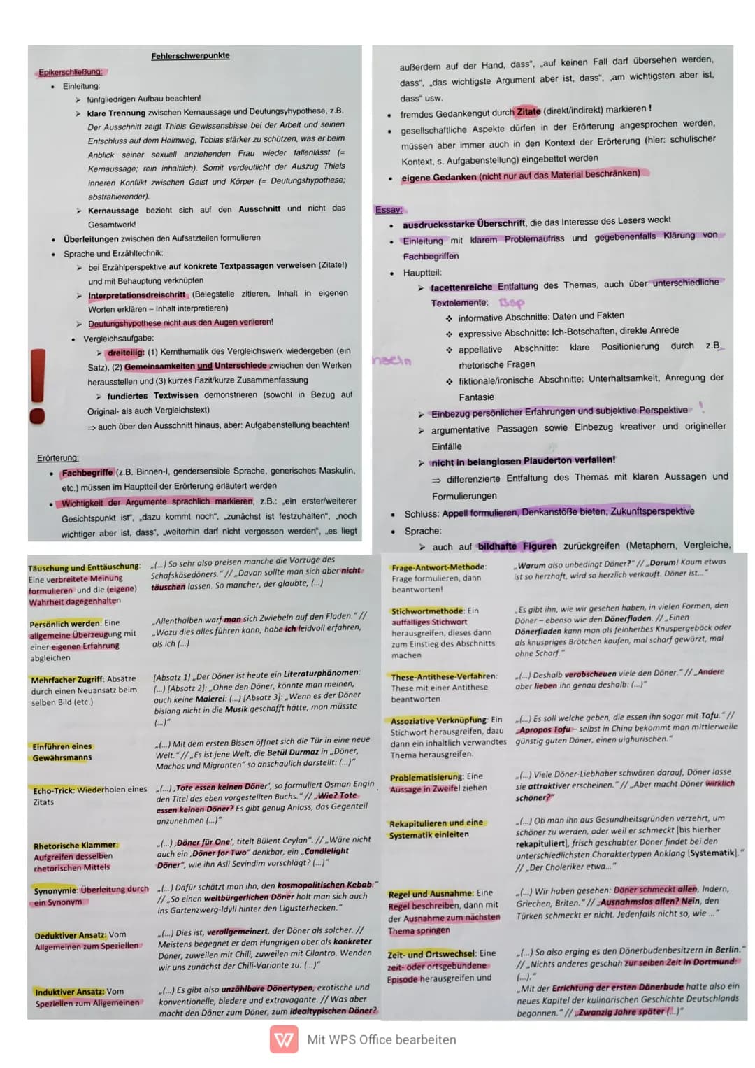 Essay:
●
●
Struktur und Aufbau
●
● Strukturelle Lockerheit
●
Thema frei, assoziativ, und betont subjektiv reflektierend
Oft keine neuen fakt