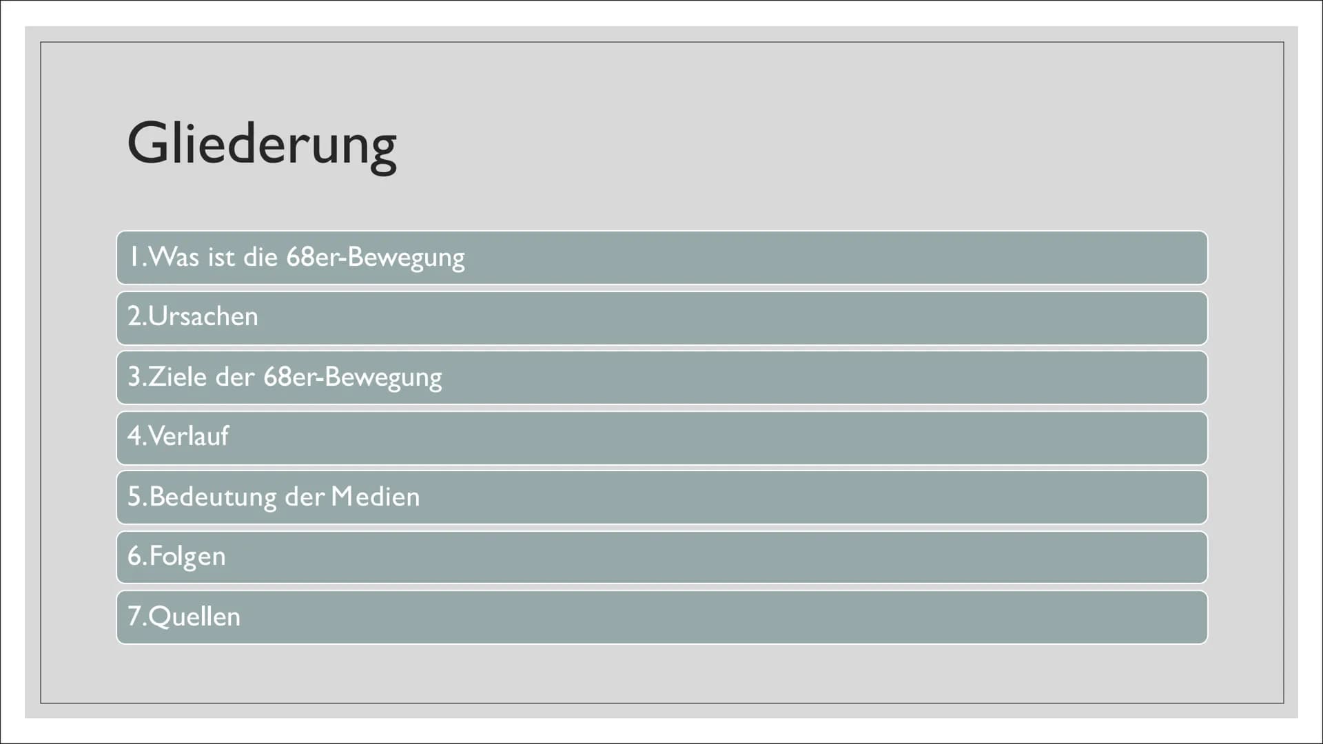 1968
BILD
WELT
STUDENTEN
MORD
bilst
ht
Sch
Kn
11
DIE 1968ER-
BEWEGUNG
Von Sarah Huber
- Gliederung
1.Was ist die 68er-Bewegung
2.Ursachen
3.