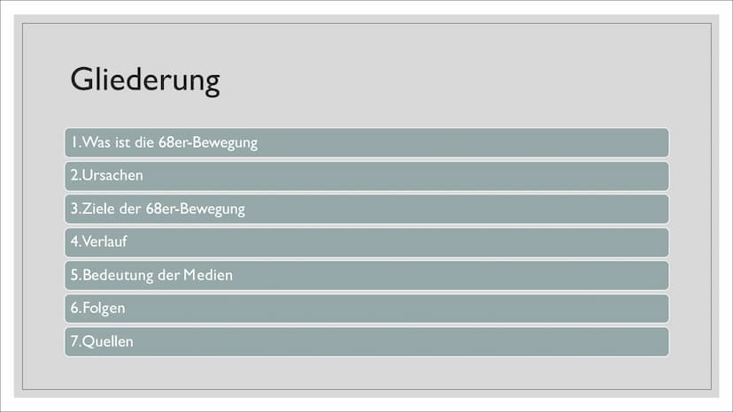 1968
BILD
WELT
STUDENTEN
MORD
bilst
ht
Sch
Kn
11
DIE 1968ER-
BEWEGUNG
Von Sarah Huber
- Gliederung
1.Was ist die 68er-Bewegung
2.Ursachen
3.