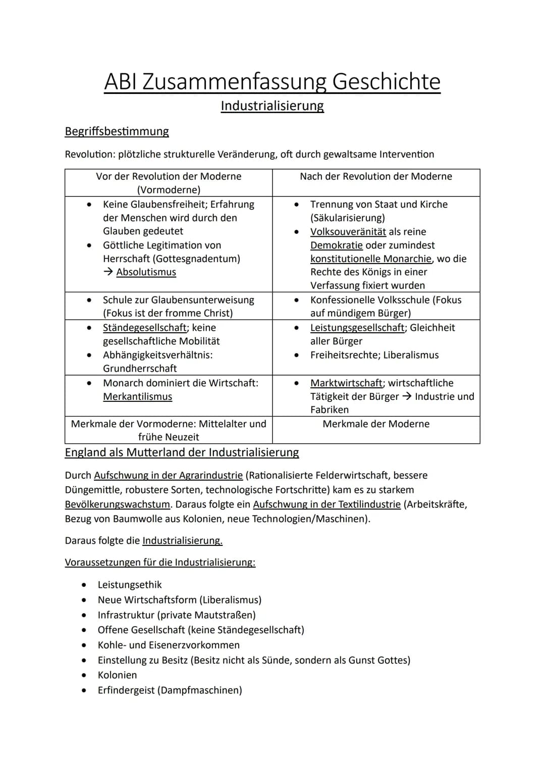 Geschichte mündliches Abitur Zusammenfassung 