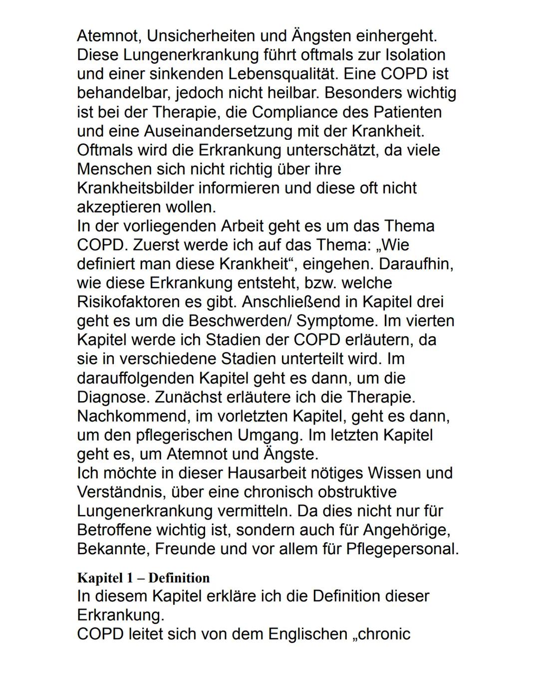Monique Kraus|GP 2
Inhalt
Einleitung
1
Kapitel 1 - Definition 2
Kapitel 2 - Entstehung einer COPD
Kapitel 3 – Beschwerden & Symptome
Kapitel