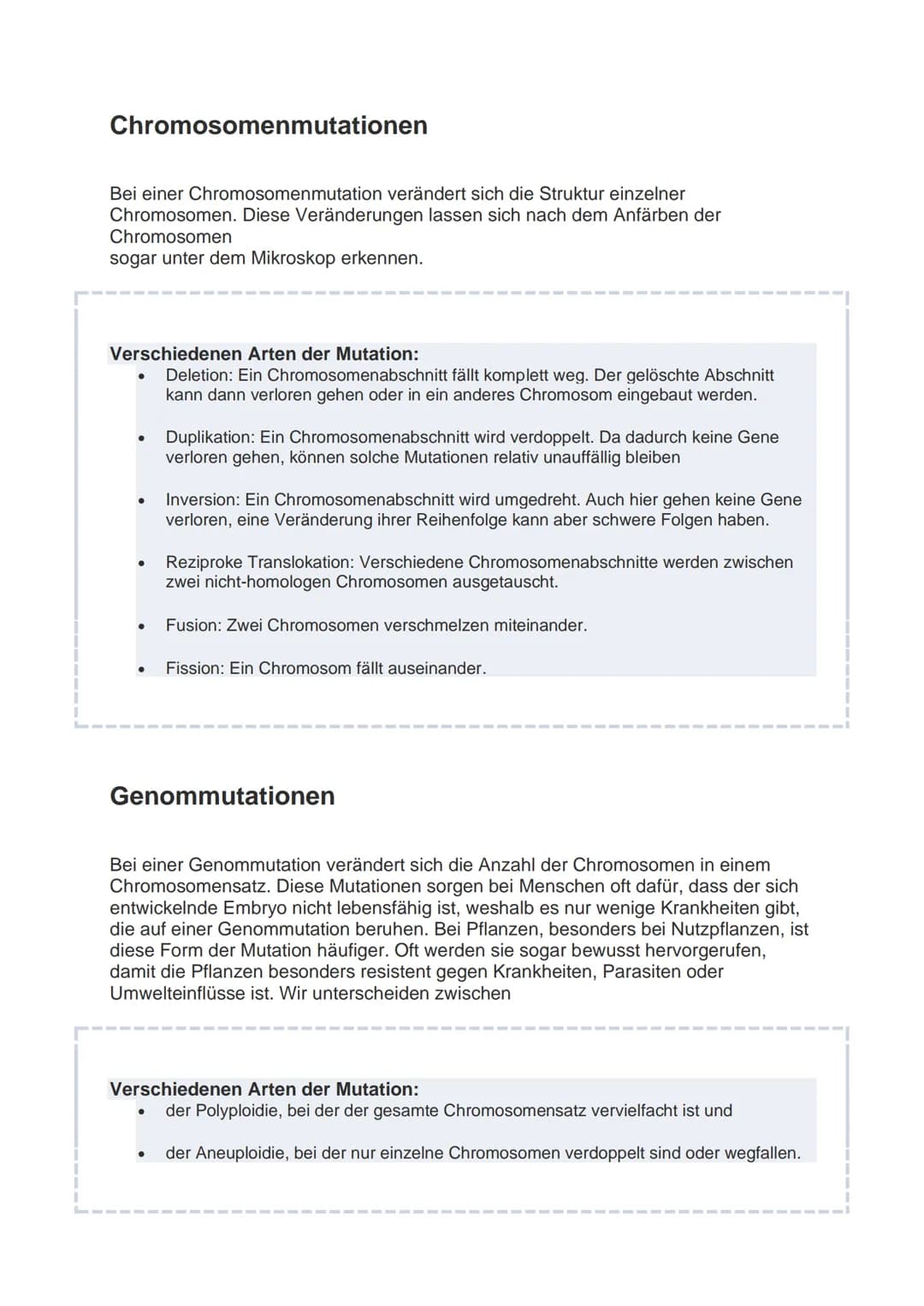 Mutation
Veränderung der genetischen Informationen einer Zelle bezeichnet man als
Mutationen. Diese können durch Umwelteinflüsse wie zum Bei
