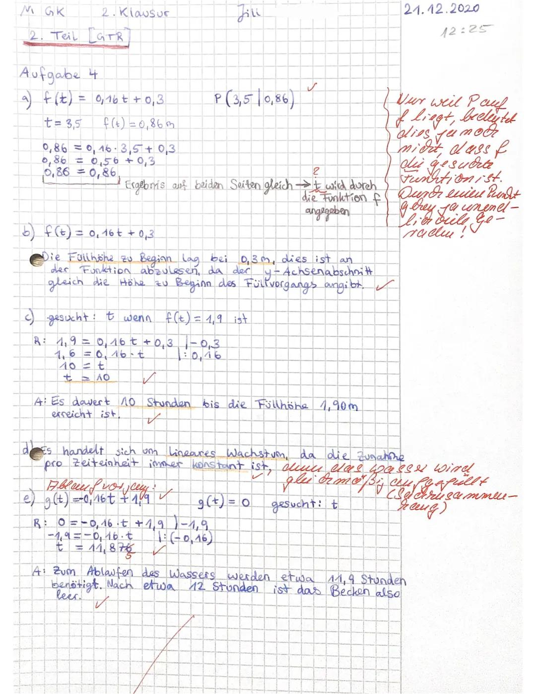 Mathe GK EF/1. Hj.
2. Klausur
Teil 1 (hilfsmittelfreier Teil)
Aufgabe 1
a) Geben Sie die Funktionsgleichung der Funktion f in der allgemeine
