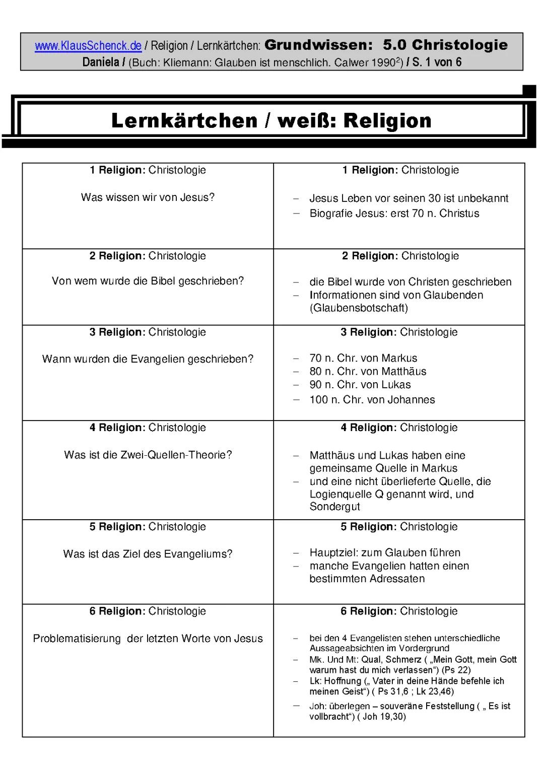 Zwei-Quellen-Theorie & historisch-kritische Methode einfach erklärt – Lernkärtchen für Religion