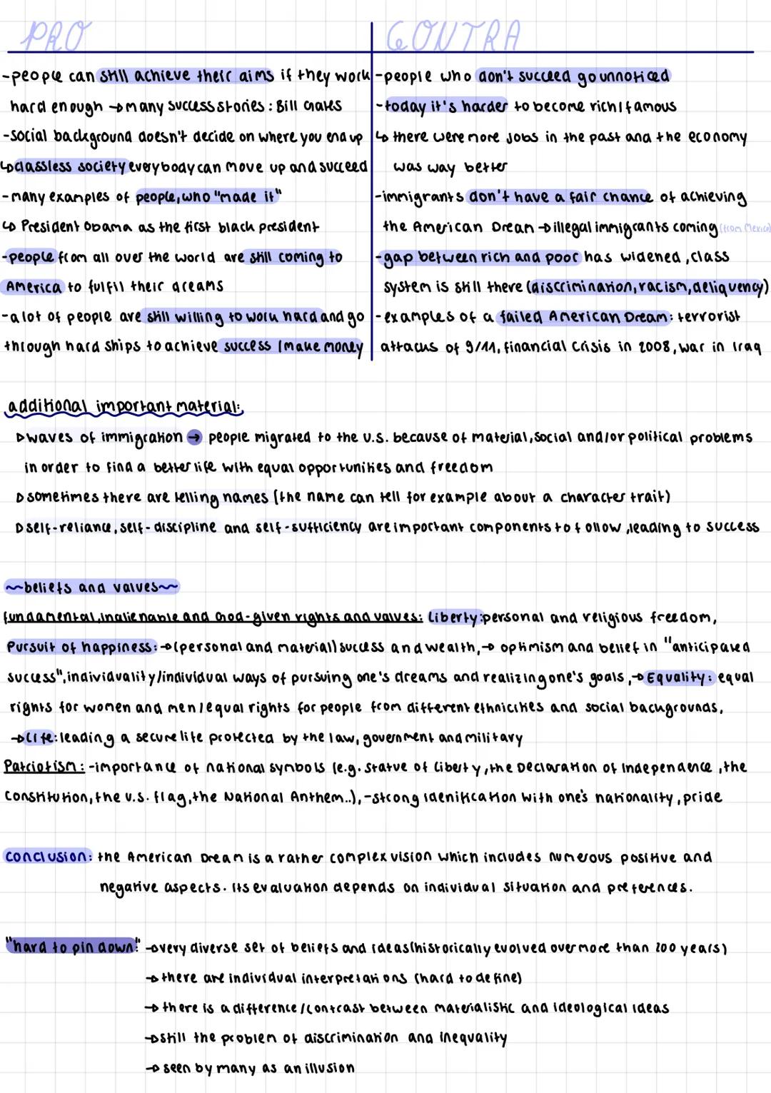 # American Dream [Everything is possible as long as one works hard
Lo success
=> belief that anyone can get status and wealth only by workin
