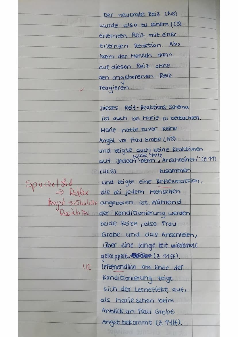08.04.22 1.Pädagogik klausur
in dem Text, wieso weint
Marie? "handelt es sich um in
die unbewusste Erlernungan
einer Angstreaktion, eines
Ki