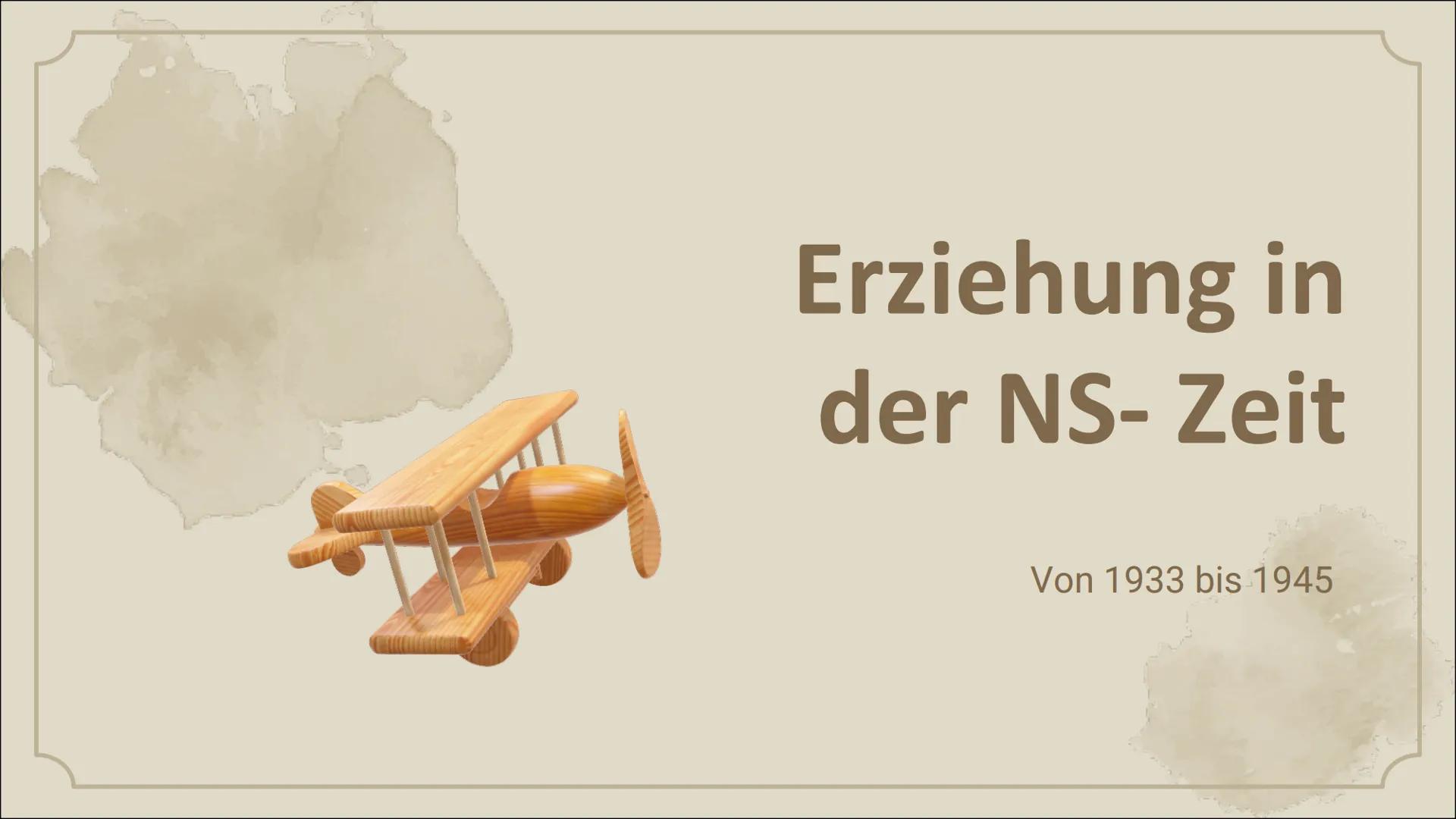 # Erziehung in
der NS- Zeit

Von 1933 bis 1945 Inhaltsverzeichnis

01.

02.

03.

Hitlers Ideologie

Die drei Säulen der NS-
Erziehung

Erzi