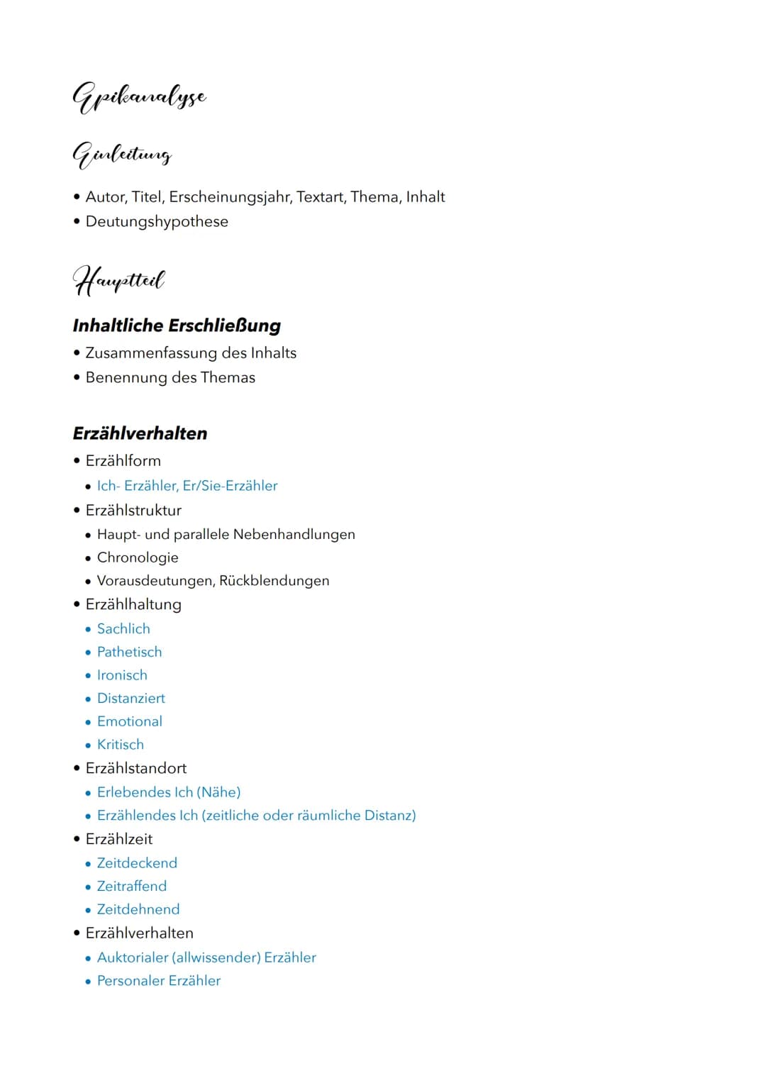 Gpikanalyse
Gurleitung
• Autor, Titel, Erscheinungsjahr, Textart, Thema, Inhalt
• Deutungshypothese
Hauptteil
Inhaltliche Erschließung
• Zus