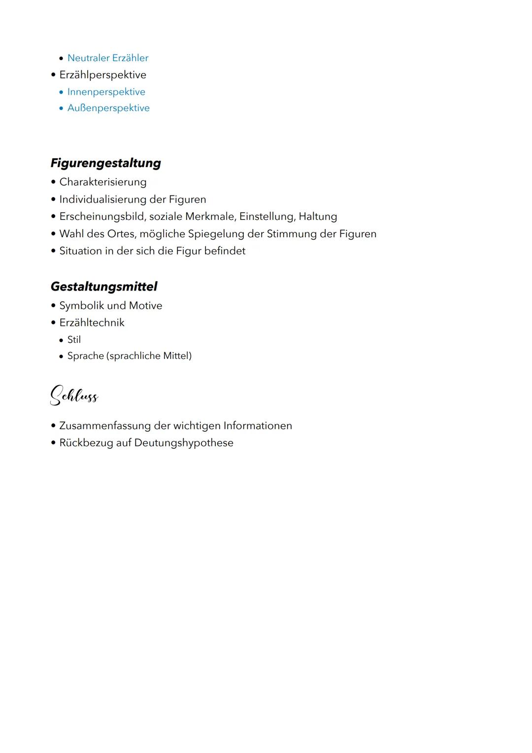 Gpikanalyse
Gurleitung
• Autor, Titel, Erscheinungsjahr, Textart, Thema, Inhalt
• Deutungshypothese
Hauptteil
Inhaltliche Erschließung
• Zus