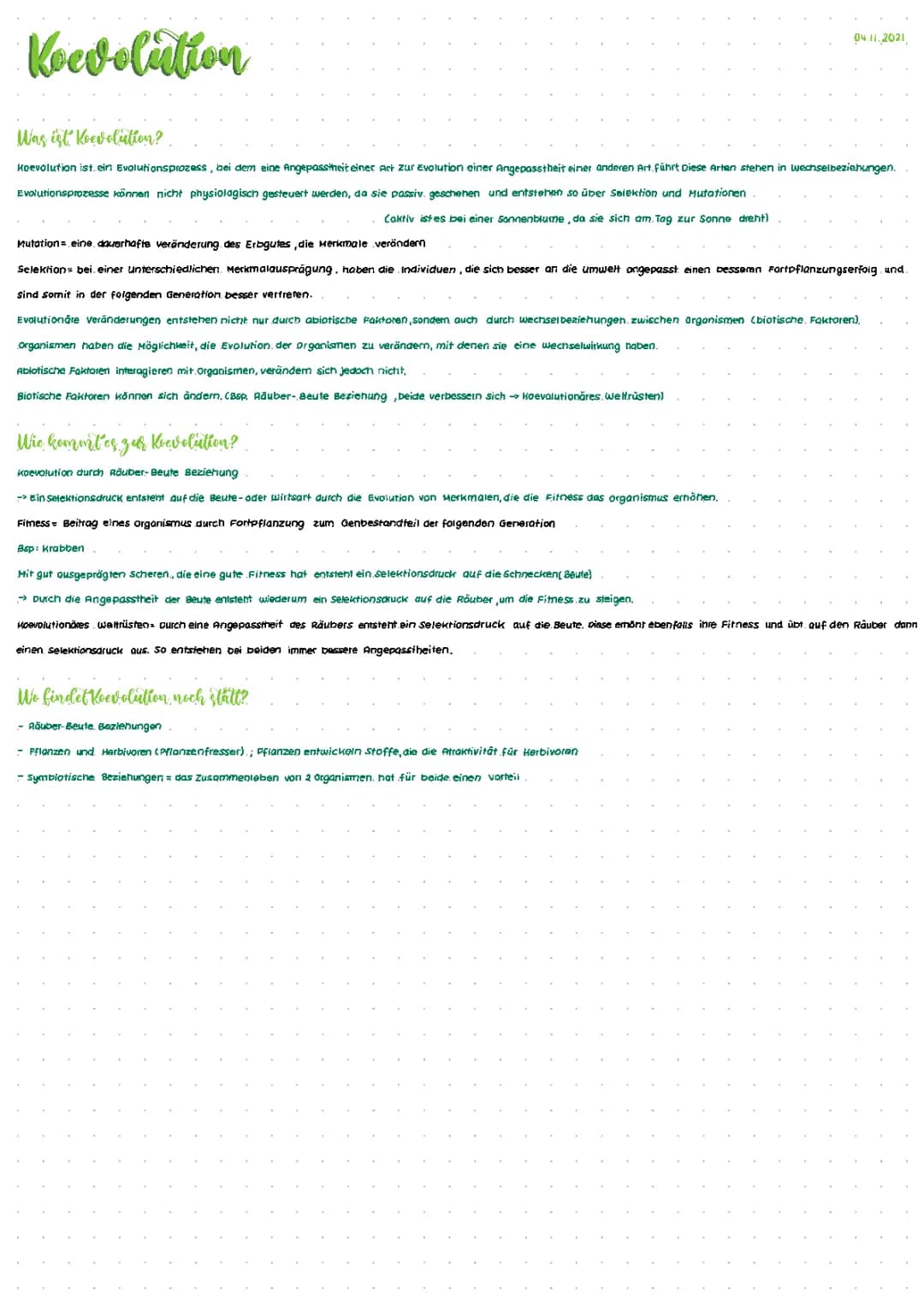 Koevolution/ Coevolution