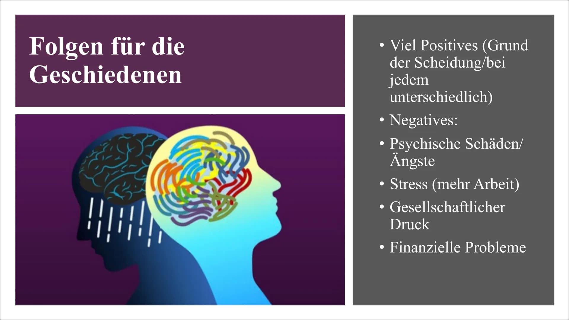 Formen des Zusammenlebens
Scheidungen, Alleinerziehende und die daraus folgenden Patchwork Familien
.L 0 0 Inhalt der Präsentation
Scheidung