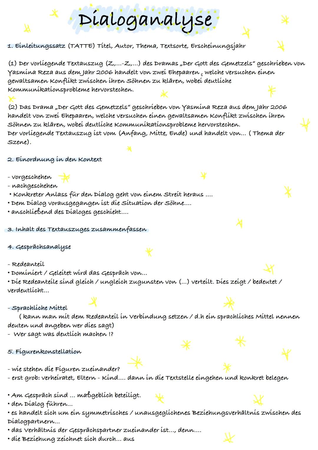 Dialoganalyse *
1. Einleitungssatz (TATTE) Títel, Autor, Thema, Textsorte, Erscheinungsjahr
(1) Der vorliegende Textauszug (Z,...-Z,...) des
