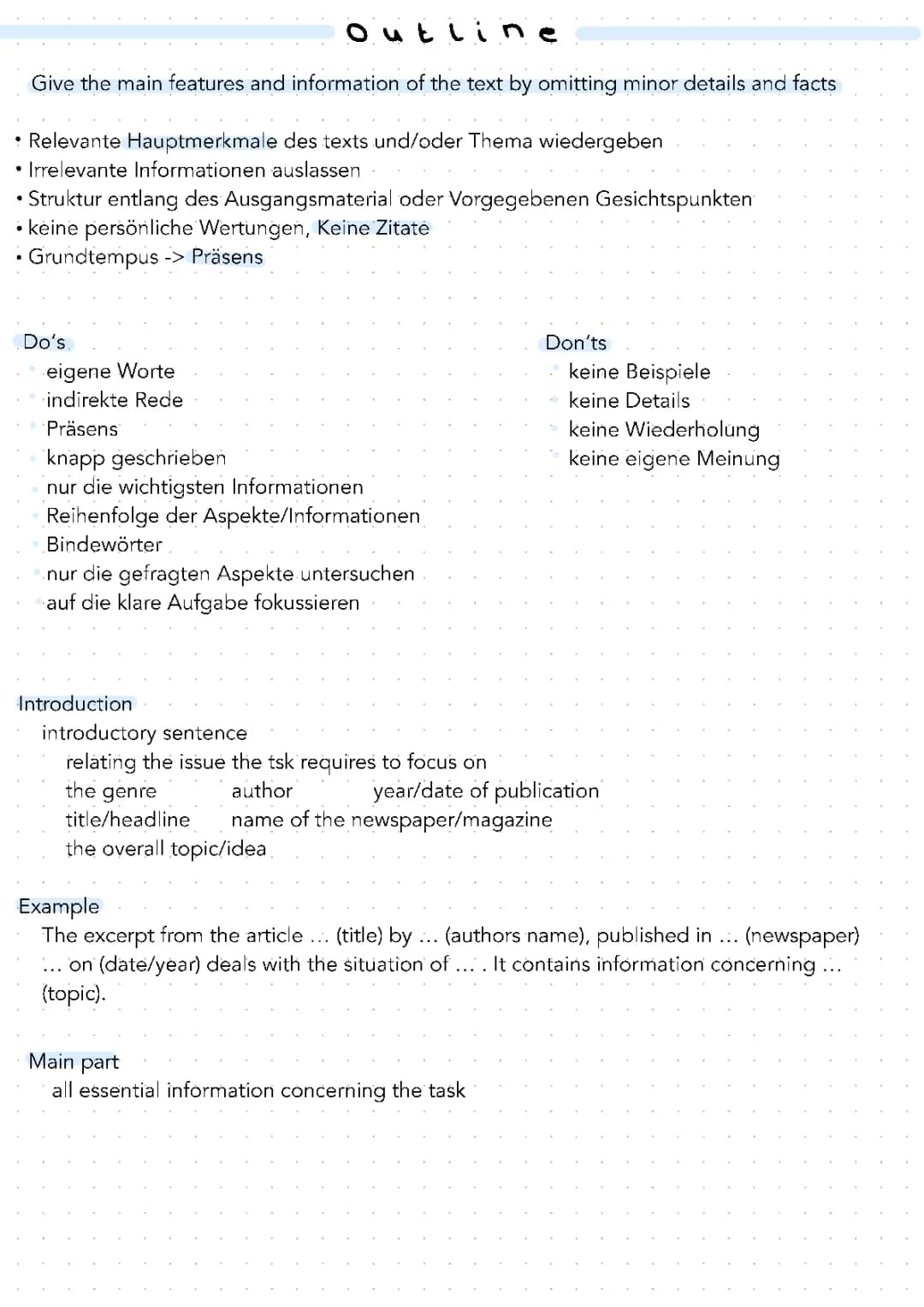 outline Englisch Klausur 