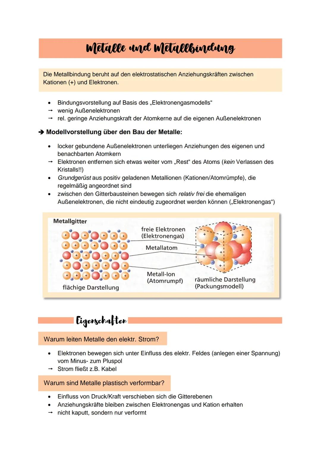 Metalle und Metallbindungen 