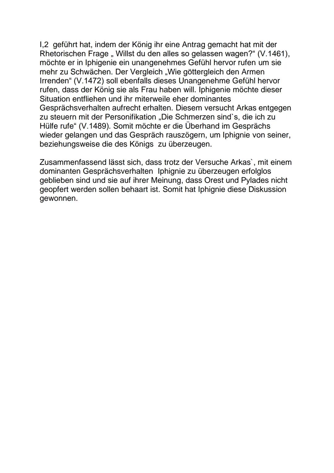 # Interpretation IV,2

Die Dramaszene IV,2 aus „Iphigenie auf Tauris" von Johann Wolfgang
von Goethe aus dem Jahr 1779, handelt von einem Ge