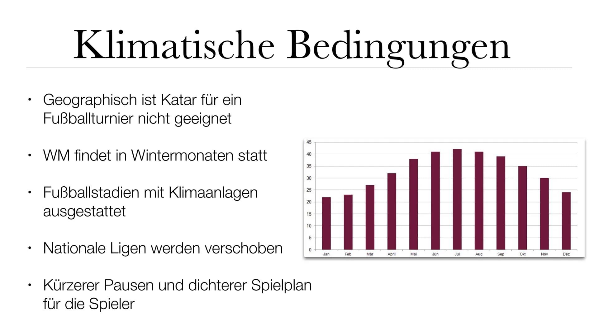 WM Katar 2022
VAR VAR VA • Politisches System
• Korruption bei der Abstimmung
Klimatische Bedingungen
●
●
●
Arbeitsbedingungen
Sportswashing