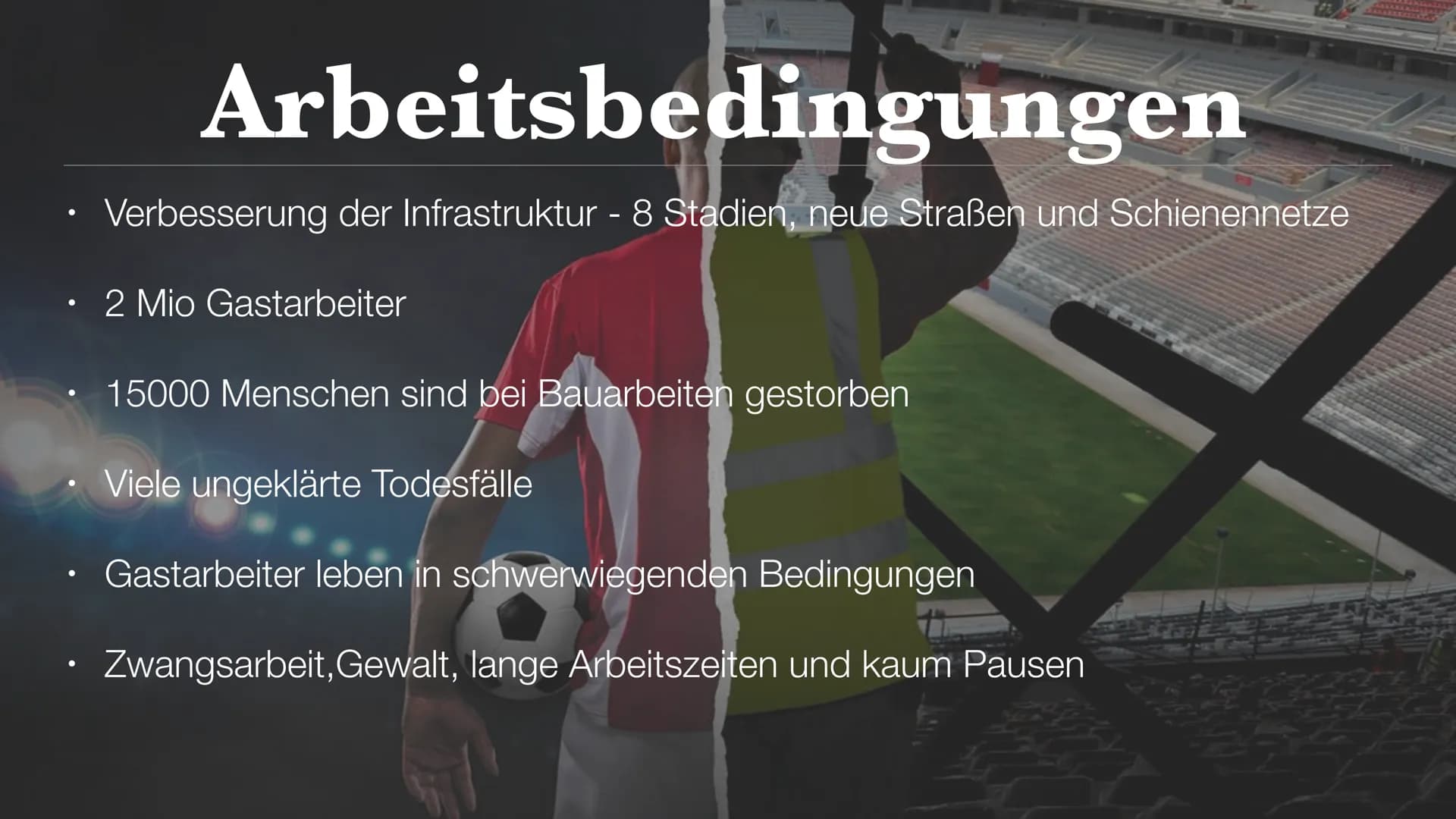 WM Katar 2022
VAR VAR VA • Politisches System
• Korruption bei der Abstimmung
Klimatische Bedingungen
●
●
●
Arbeitsbedingungen
Sportswashing