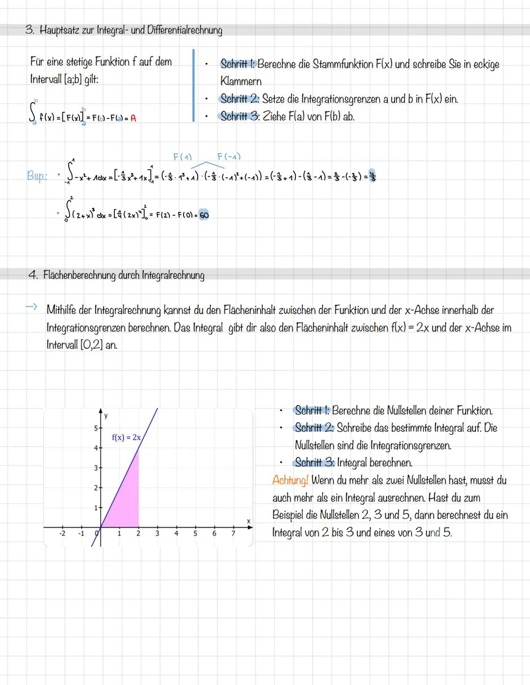 Integrale
Das Integral ist ein Oberbegriff für das bestimmtes und unbestimmtes Integral. Ein
bestimmtes Integral liefert einen Zahlenwert, w