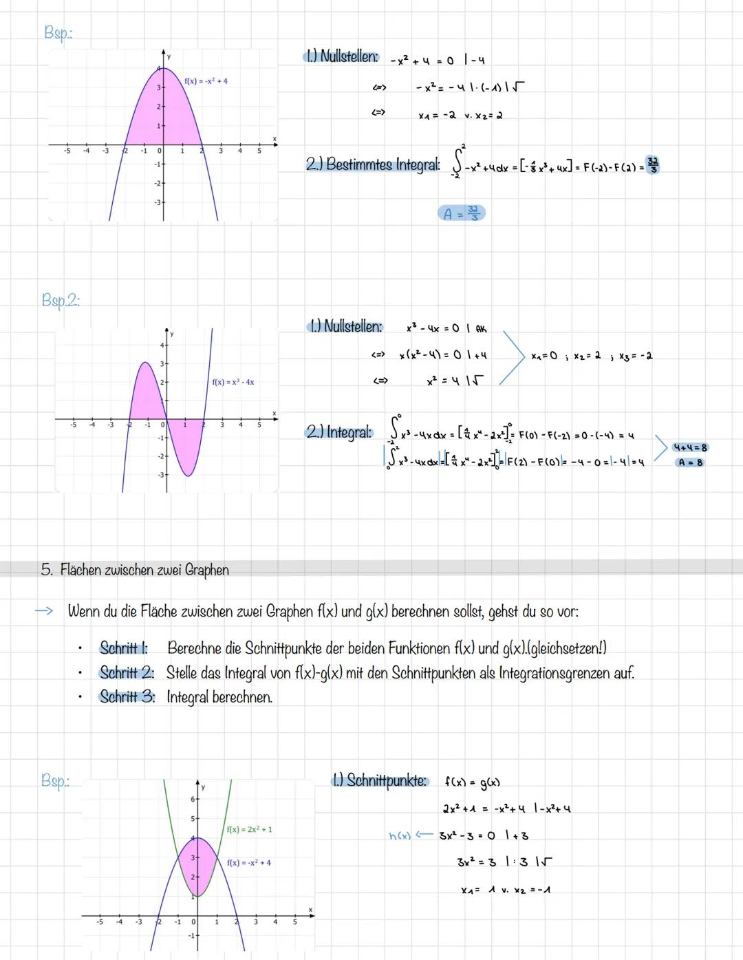 Integrale
Das Integral ist ein Oberbegriff für das bestimmtes und unbestimmtes Integral. Ein
bestimmtes Integral liefert einen Zahlenwert, w